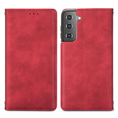 Funda de Cuero Cartera con Soporte Carcasa S04D para Samsung Galaxy S21 Plus 5G Rojo