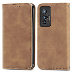 Funda de Cuero Cartera con Soporte Carcasa S04D para Vivo X70 5G Marron