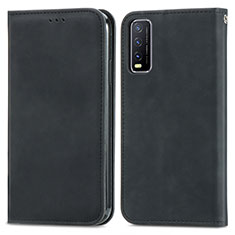 Funda de Cuero Cartera con Soporte Carcasa S04D para Vivo Y12s Negro