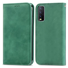 Funda de Cuero Cartera con Soporte Carcasa S04D para Vivo Y20s Verde