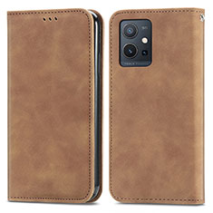 Funda de Cuero Cartera con Soporte Carcasa S04D para Vivo Y75 5G Marron