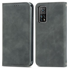 Funda de Cuero Cartera con Soporte Carcasa S04D para Xiaomi Mi 10T Pro 5G Gris