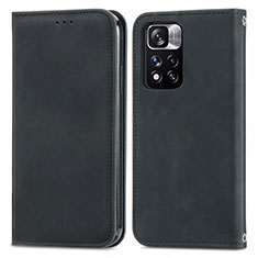 Funda de Cuero Cartera con Soporte Carcasa S04D para Xiaomi Mi 11i 5G (2022) Negro