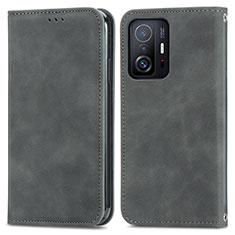 Funda de Cuero Cartera con Soporte Carcasa S04D para Xiaomi Mi 11T Pro 5G Gris