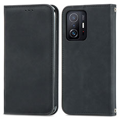 Funda de Cuero Cartera con Soporte Carcasa S04D para Xiaomi Mi 11T Pro 5G Negro