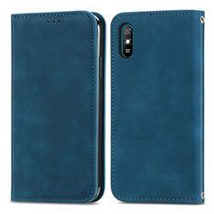 Funda de Cuero Cartera con Soporte Carcasa S04D para Xiaomi Redmi 9AT Azul