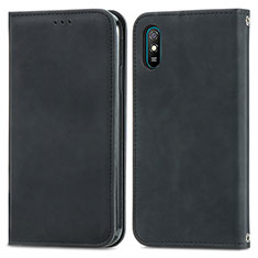 Funda de Cuero Cartera con Soporte Carcasa S04D para Xiaomi Redmi 9AT Negro