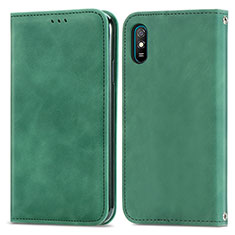 Funda de Cuero Cartera con Soporte Carcasa S04D para Xiaomi Redmi 9AT Verde