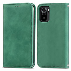 Funda de Cuero Cartera con Soporte Carcasa S04D para Xiaomi Redmi Note 10 4G Verde