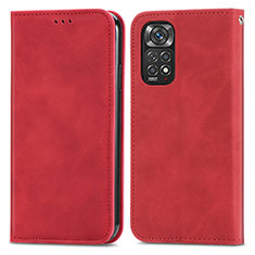 Funda de Cuero Cartera con Soporte Carcasa S04D para Xiaomi Redmi Note 11 Pro 4G Rojo