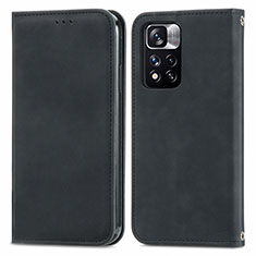 Funda de Cuero Cartera con Soporte Carcasa S04D para Xiaomi Redmi Note 11 Pro+ Plus 5G Negro