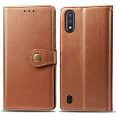 Funda de Cuero Cartera con Soporte Carcasa S05D para Samsung Galaxy A01 SM-A015 Marron