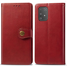 Funda de Cuero Cartera con Soporte Carcasa S05D para Samsung Galaxy A91 Rojo