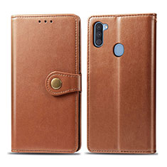 Funda de Cuero Cartera con Soporte Carcasa S05D para Samsung Galaxy M11 Marron