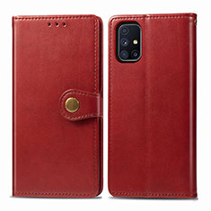 Funda de Cuero Cartera con Soporte Carcasa S05D para Samsung Galaxy M51 Rojo