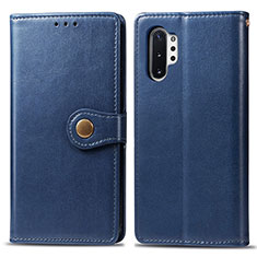 Funda de Cuero Cartera con Soporte Carcasa S05D para Samsung Galaxy Note 10 Plus 5G Azul