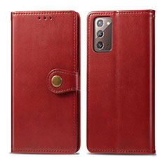 Funda de Cuero Cartera con Soporte Carcasa S05D para Samsung Galaxy Note 20 5G Rojo