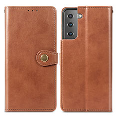 Funda de Cuero Cartera con Soporte Carcasa S05D para Samsung Galaxy S21 5G Marron