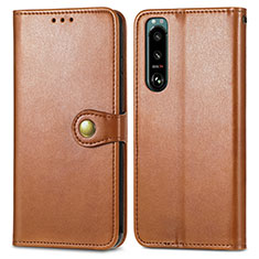 Funda de Cuero Cartera con Soporte Carcasa S05D para Sony Xperia 5 III Marron