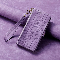 Funda de Cuero Cartera con Soporte Carcasa S06D para Apple iPhone 14 Plus Morado