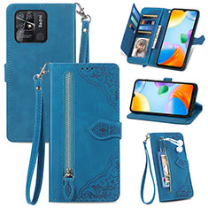 Funda de Cuero Cartera con Soporte Carcasa S06D para Xiaomi Redmi 10C 4G Azul