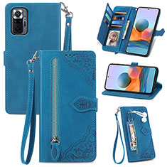 Funda de Cuero Cartera con Soporte Carcasa S06D para Xiaomi Redmi Note 10 Pro Max Azul