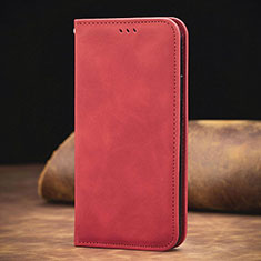 Funda de Cuero Cartera con Soporte Carcasa S08D para Xiaomi Redmi Note 10 Pro 4G Rojo