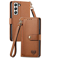 Funda de Cuero Cartera con Soporte Carcasa S15D para Samsung Galaxy S22 5G Marron