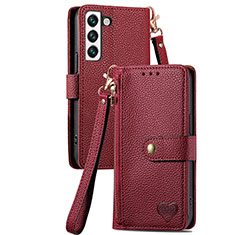 Funda de Cuero Cartera con Soporte Carcasa S16D para Samsung Galaxy S22 5G Rojo