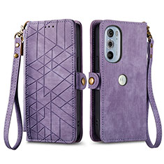 Funda de Cuero Cartera con Soporte Carcasa S17D para Motorola Moto Edge Plus (2022) 5G Morado