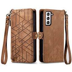 Funda de Cuero Cartera con Soporte Carcasa S17D para Samsung Galaxy S21 FE 5G Marron