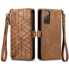 Funda de Cuero Cartera con Soporte Carcasa S18D para Samsung Galaxy S20 FE (2022) 5G Marron