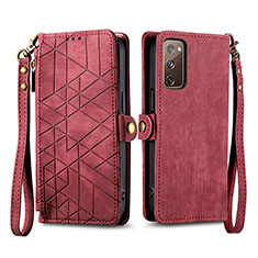 Funda de Cuero Cartera con Soporte Carcasa S18D para Samsung Galaxy S20 FE (2022) 5G Rojo