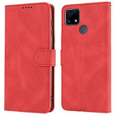 Funda de Cuero Cartera con Soporte Carcasa SY1 para Realme C25 Rojo