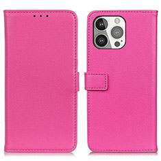 Funda de Cuero Cartera con Soporte Carcasa T01 para Apple iPhone 13 Pro Rosa Roja
