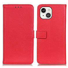 Funda de Cuero Cartera con Soporte Carcasa T01 para Apple iPhone 13 Rojo
