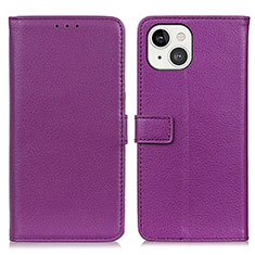 Funda de Cuero Cartera con Soporte Carcasa T01 para Apple iPhone 14 Morado