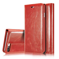 Funda de Cuero Cartera con Soporte Carcasa T01 para Apple iPhone 7 Plus Rojo