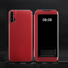 Funda de Cuero Cartera con Soporte Carcasa T01 para Huawei Honor 20 Pro Rojo