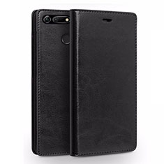 Funda de Cuero Cartera con Soporte Carcasa T01 para Huawei Honor V20 Negro