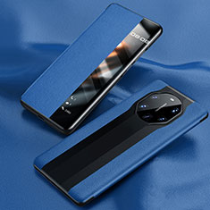 Funda de Cuero Cartera con Soporte Carcasa T01 para Huawei Mate 40 RS Azul