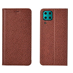 Funda de Cuero Cartera con Soporte Carcasa T01 para Huawei Nova 7i Marron