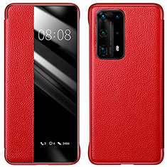 Funda de Cuero Cartera con Soporte Carcasa T01 para Huawei P40 Pro+ Plus Rojo