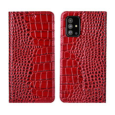 Funda de Cuero Cartera con Soporte Carcasa T01 para Samsung Galaxy A51 5G Rojo