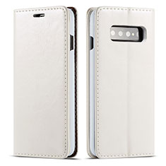 Funda de Cuero Cartera con Soporte Carcasa T01 para Samsung Galaxy S10 5G Blanco