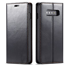 Funda de Cuero Cartera con Soporte Carcasa T01 para Samsung Galaxy S10 Negro