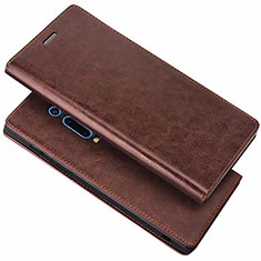 Funda de Cuero Cartera con Soporte Carcasa T01 para Xiaomi Mi 9T Marron