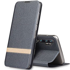 Funda de Cuero Cartera con Soporte Carcasa T01 para Xiaomi Mi Note 10 Gris