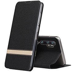 Funda de Cuero Cartera con Soporte Carcasa T01 para Xiaomi Mi Note 10 Negro