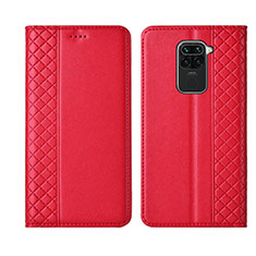 Funda de Cuero Cartera con Soporte Carcasa T01 para Xiaomi Redmi Note 9 Rojo